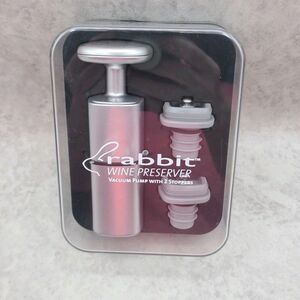 Metrokane NEW Rabbit Wine Preserver Vacuum Pump with 2 Stoppers